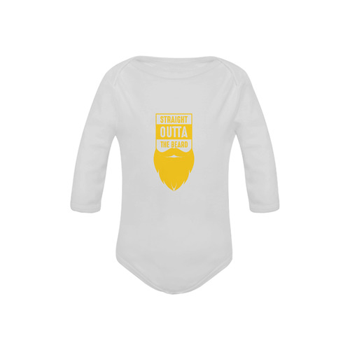 Straight Outta The Beard Yellow Baby Powder Organic Long Sleeve One Piece (Model T27)