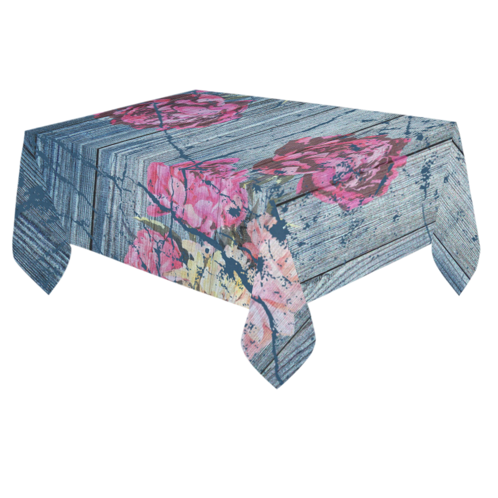 Shabby chic with painted peonies Cotton Linen Tablecloth 60"x 84"