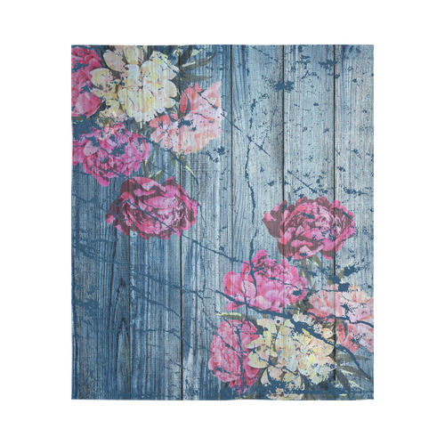 Shabby chic with painted peonies Cotton Linen Wall Tapestry 51"x 60"
