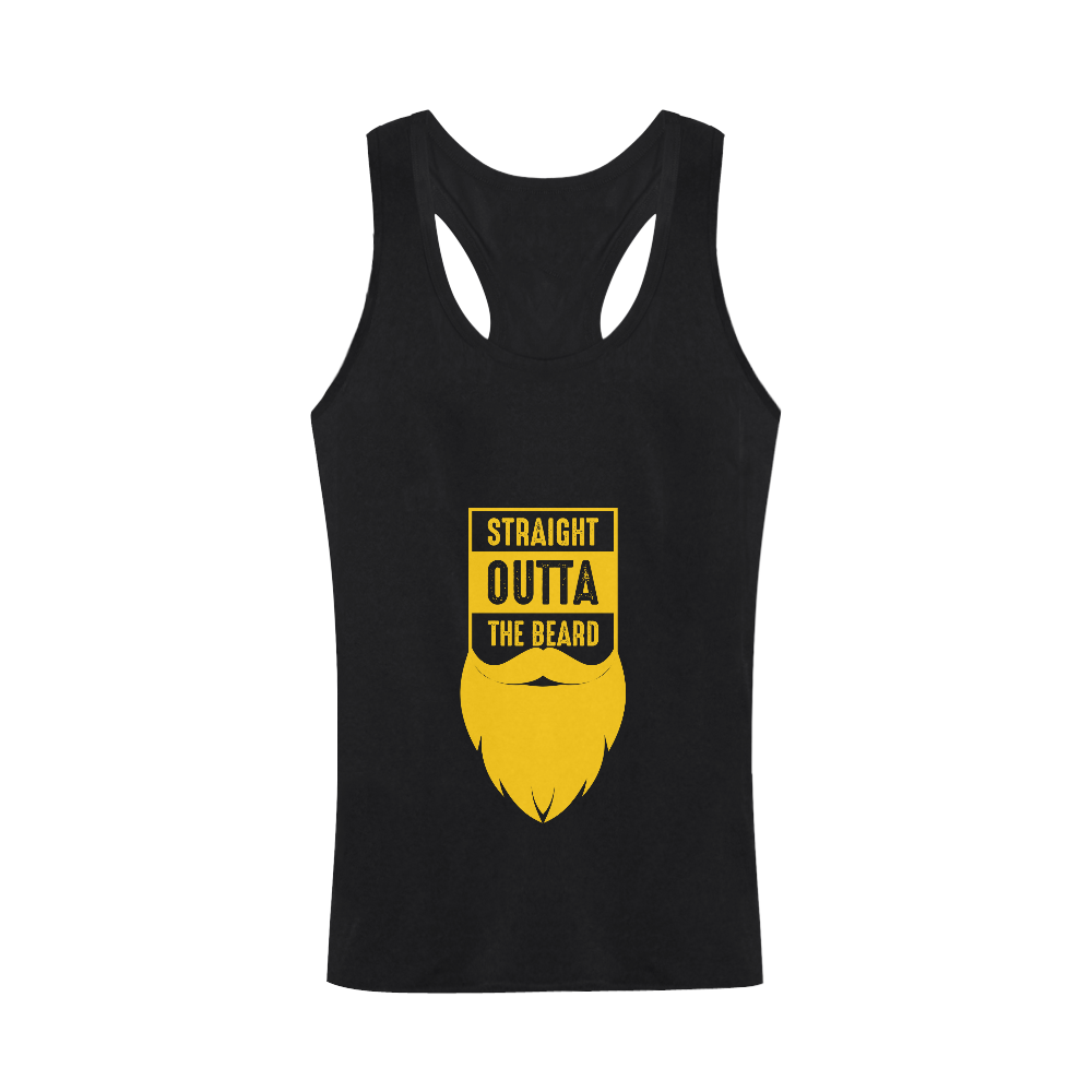 Straight Outta The Beard Yellow Plus-size Men's I-shaped Tank Top (Model T32)