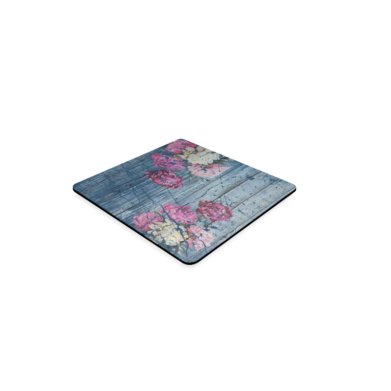 Shabby chic with painted peonies Square Coaster