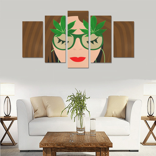 420 Glasses Girl Canvas Print Sets A (No Frame)