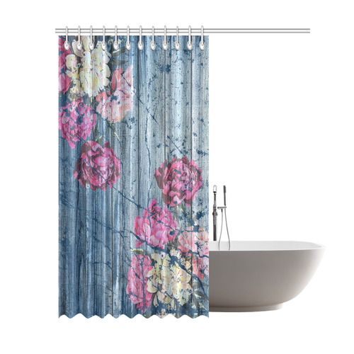 Shabby chic with painted peonies Shower Curtain 69"x84"