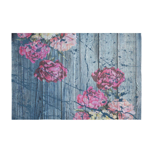 Shabby chic with painted peonies Cotton Linen Tablecloth 60" x 90"