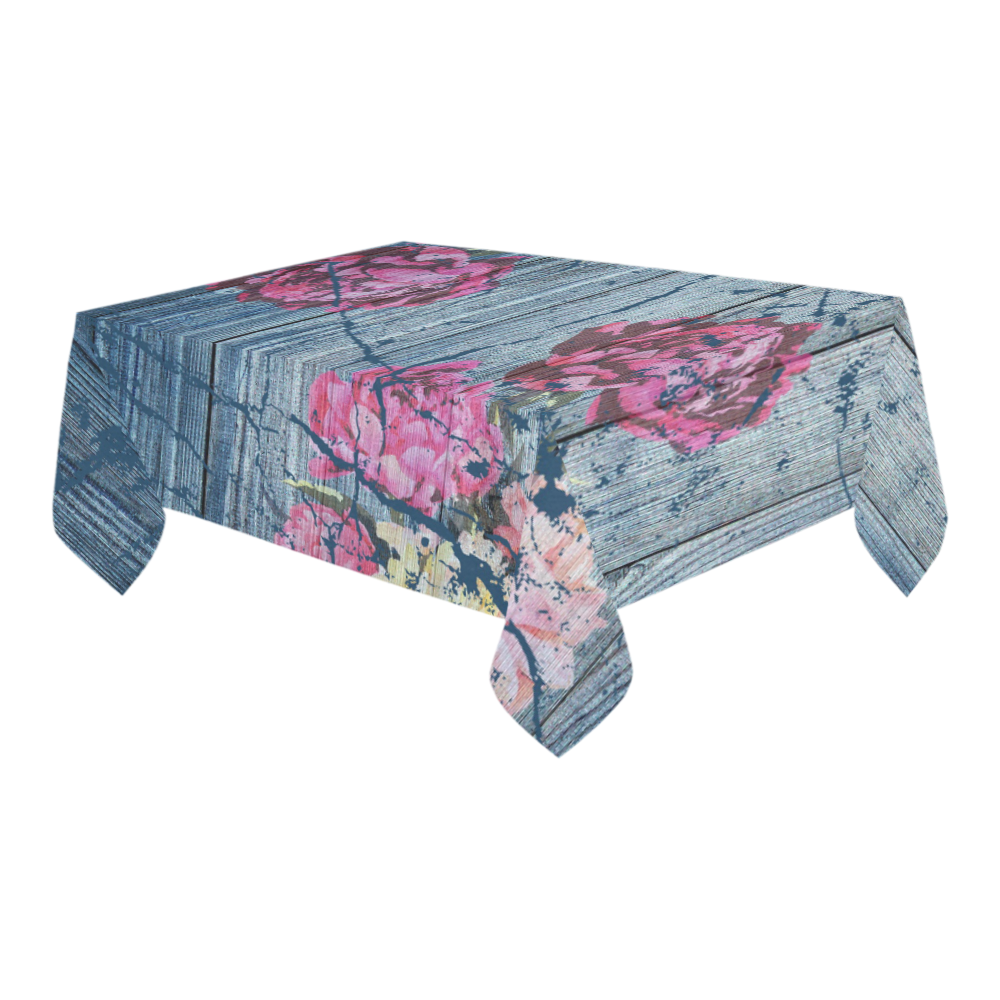 Shabby chic with painted peonies Cotton Linen Tablecloth 60" x 90"