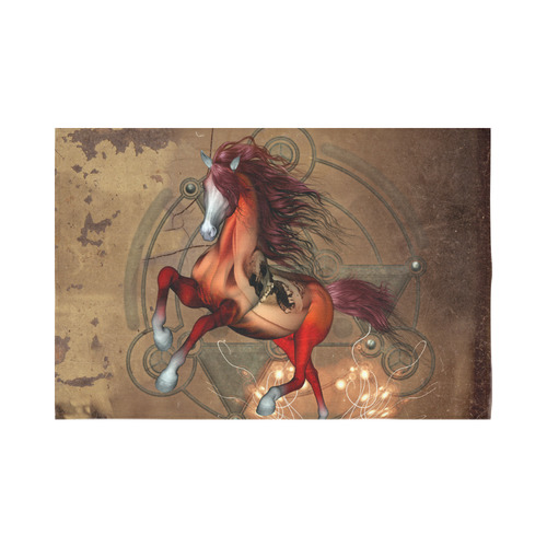 Wonderful horse with skull, red colors Cotton Linen Wall Tapestry 90"x 60"