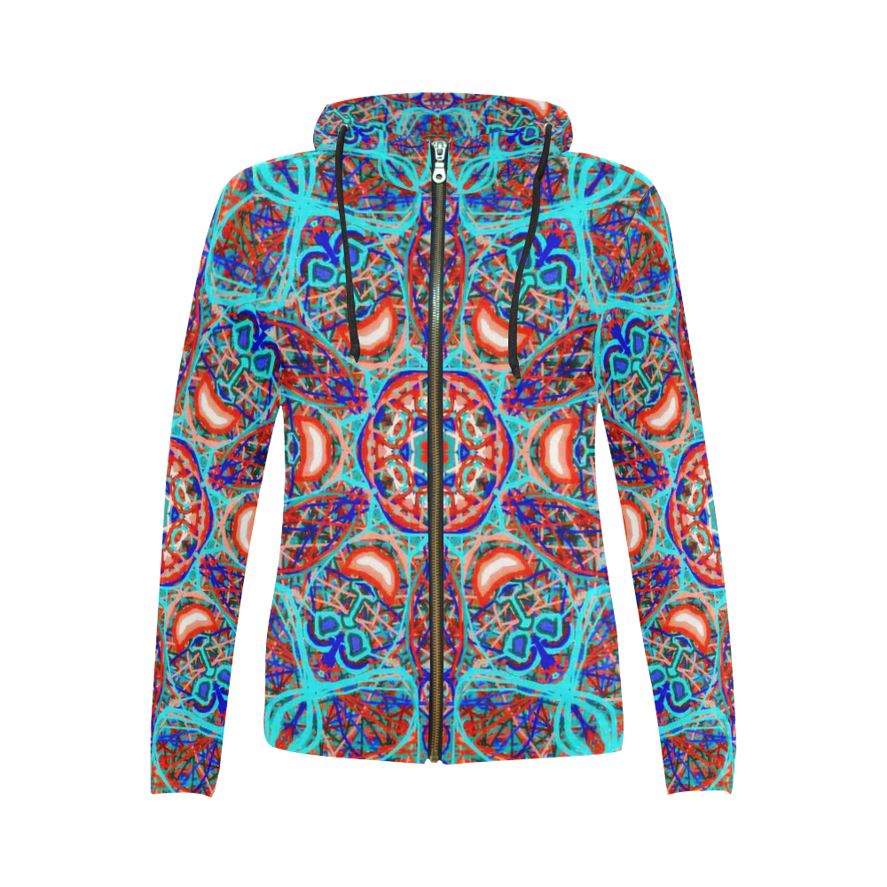 Thleudron Aladin All Over Print Full Zip Hoodie for Women (Model H14)