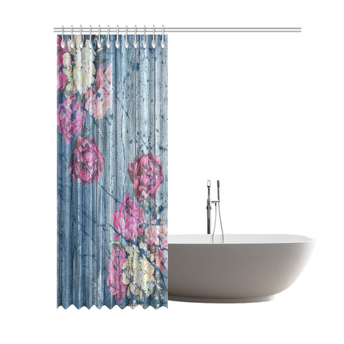 Shabby chic with painted peonies Shower Curtain 69"x84"