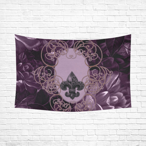 Flowers in soft violet colors Cotton Linen Wall Tapestry 90"x 60"