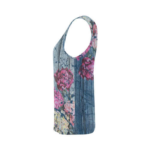 Shabby chic with painted peonies All Over Print Tank Top for Women (Model T43)
