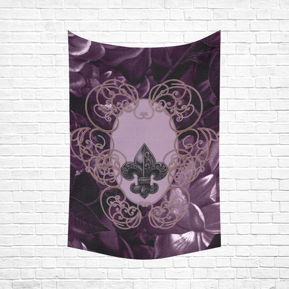 Flowers in soft violet colors Cotton Linen Wall Tapestry 60"x 90"