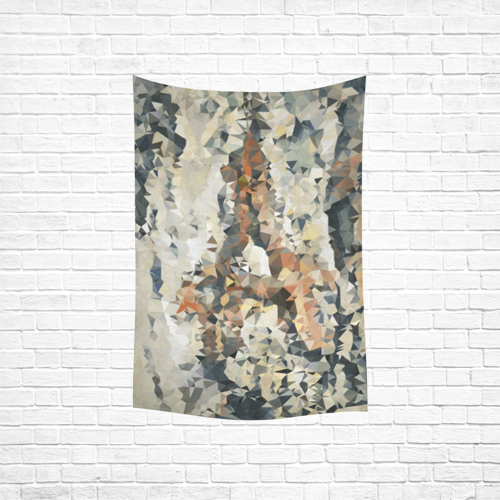 Eiffel Tower Abstract Geometric Triangles Cotton Linen Wall Tapestry 40"x 60"