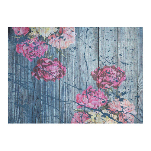 Shabby chic with painted peonies Cotton Linen Tablecloth 60"x 84"