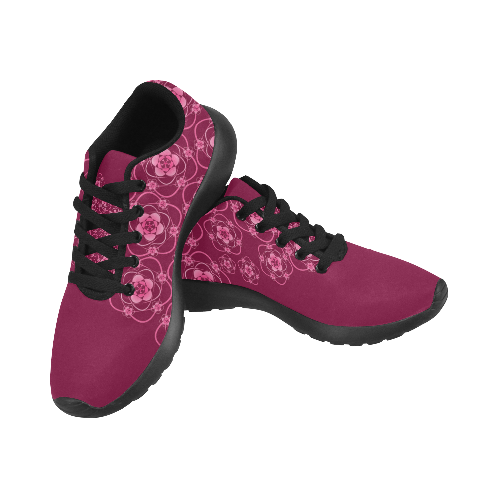 Floral & Burgundy Women’s Running Shoes (Model 020)