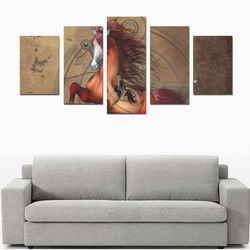 Wonderful horse with skull, red colors Canvas Print Sets D (No Frame)