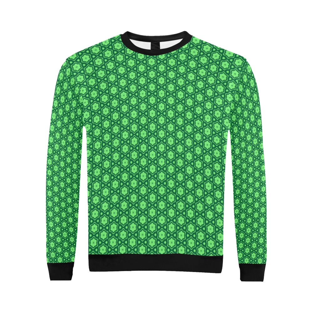 GREEN PETALS All Over Print Crewneck Sweatshirt for Men (Model H18)