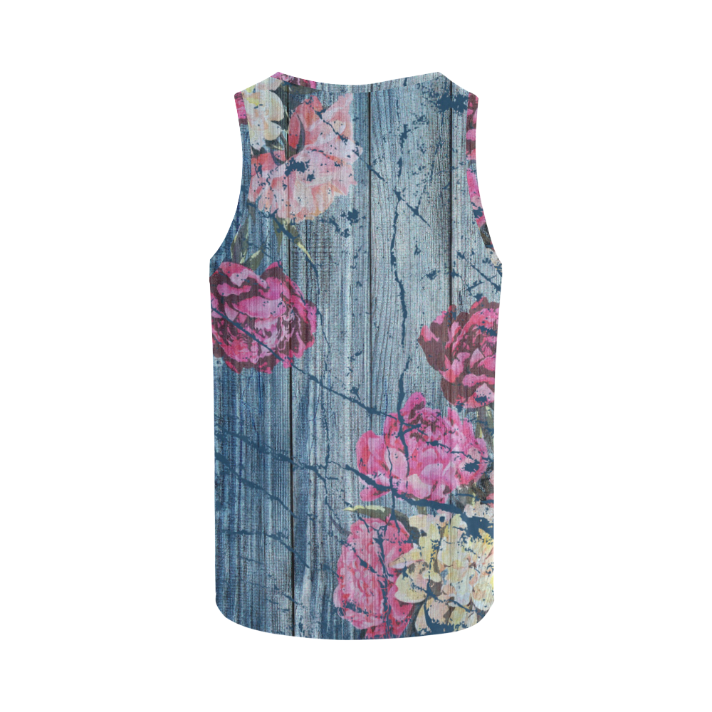 Shabby chic with painted peonies All Over Print Tank Top for Women (Model T43)