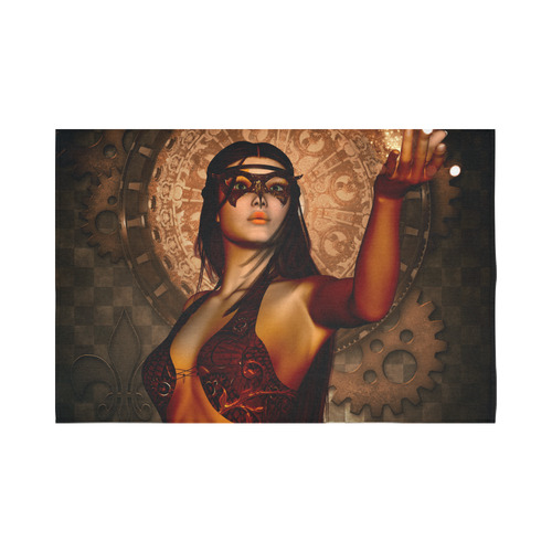 Steampunk lady with mask Cotton Linen Wall Tapestry 90"x 60"