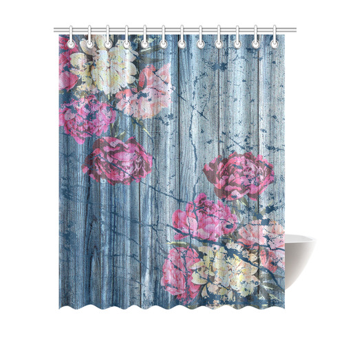 Shabby chic with painted peonies Shower Curtain 69"x84"