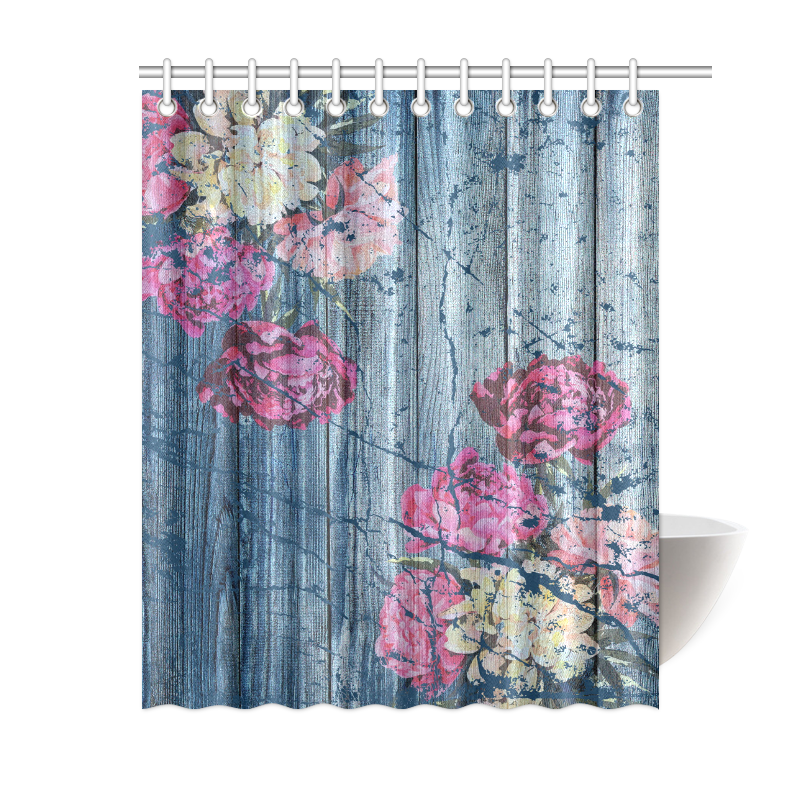 Shabby chic with painted peonies Shower Curtain 60"x72"