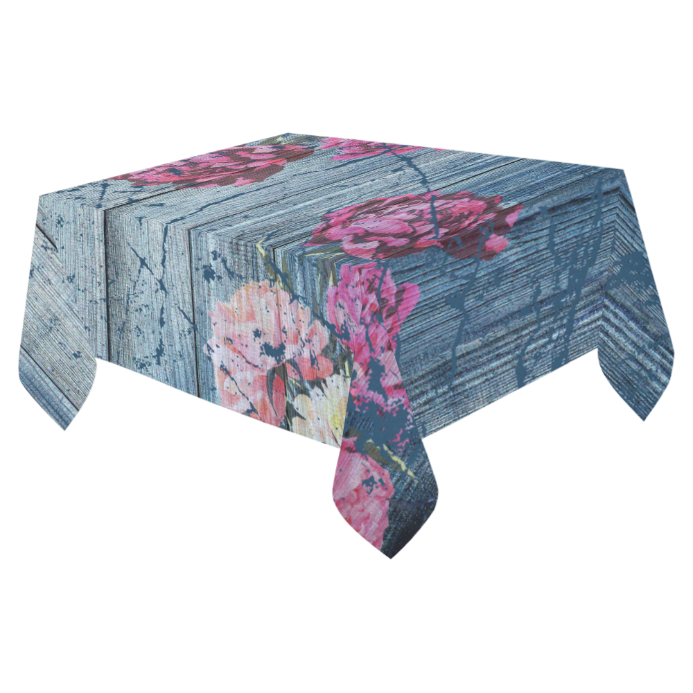 Shabby chic with painted peonies Cotton Linen Tablecloth 52"x 70"