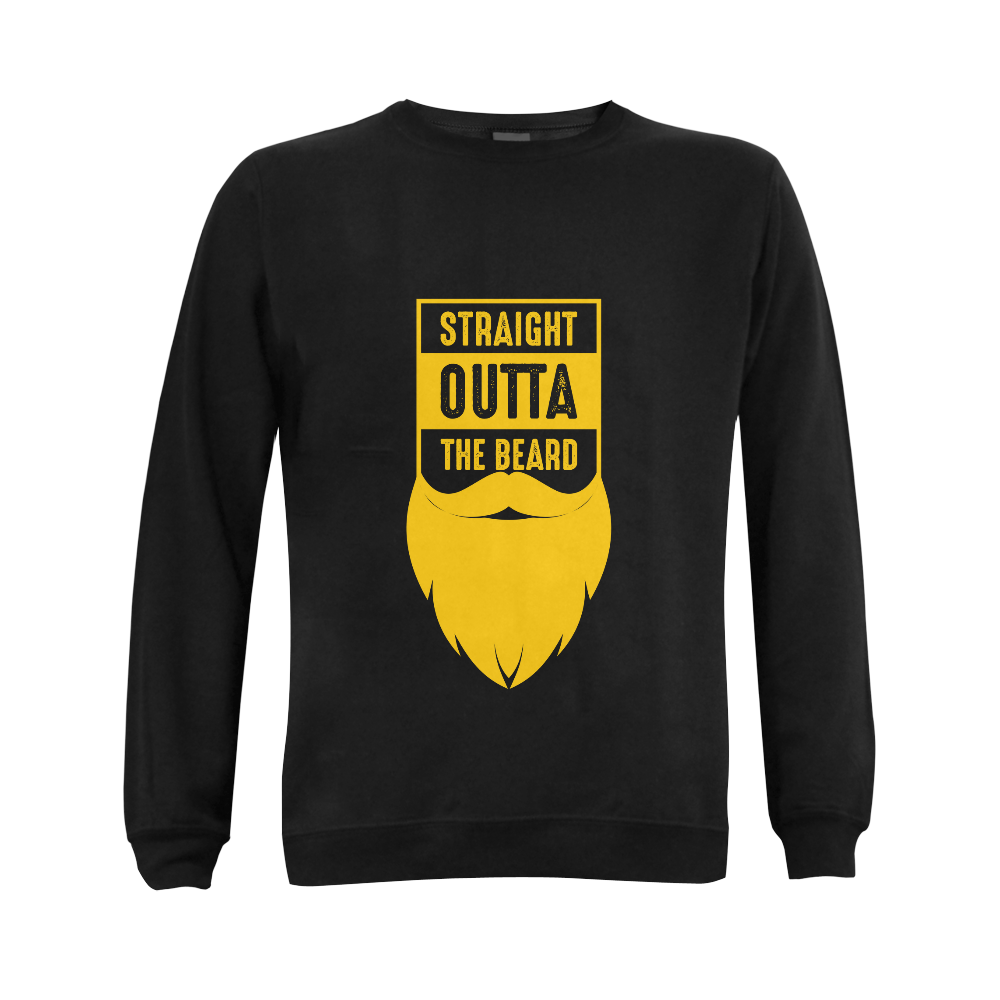 Straight Outta The Beard Yellow Gildan Crewneck Sweatshirt(NEW) (Model H01)