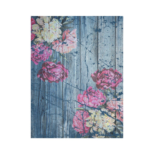 Shabby chic with painted peonies Cotton Linen Wall Tapestry 60"x 80"
