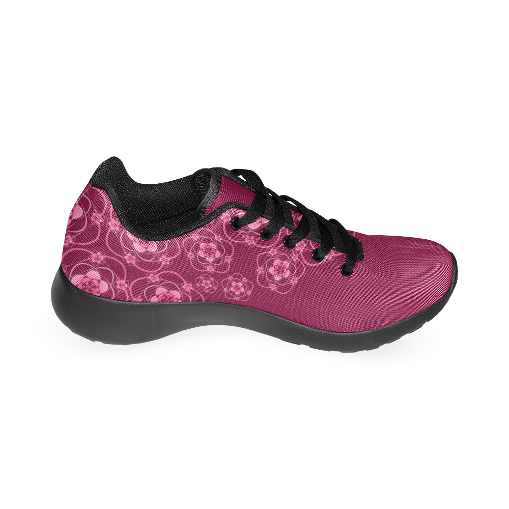 Floral & Burgundy Women’s Running Shoes (Model 020)