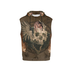 Awesome skull with rat All Over Print Sleeveless Hoodie for Kid (Model H15)