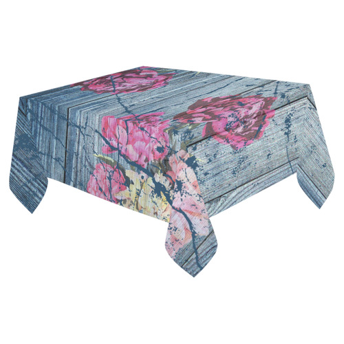 Shabby chic with painted peonies Cotton Linen Tablecloth 52"x 70"