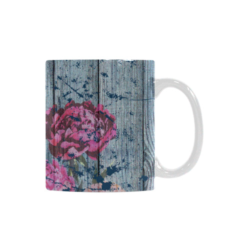 Shabby chic with painted peonies White Mug(11OZ)