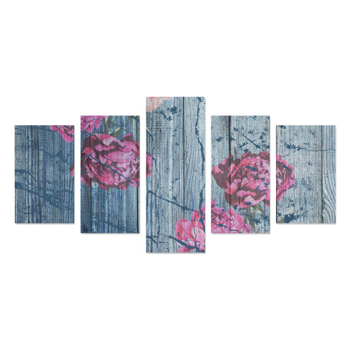 Shabby chic with painted peonies Canvas Print Sets C (No Frame)