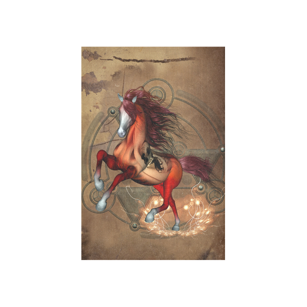 Wonderful horse with skull, red colors Cotton Linen Wall Tapestry 40"x 60"