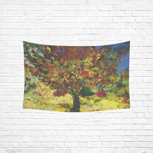 Van Gogh Mulberry Tree Abstract Triangles Cotton Linen Wall Tapestry 60"x 40"