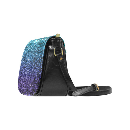 Beautiful Aqua blue Ombre glitter sparkles Classic Saddle Bag/Small (Model 1648)