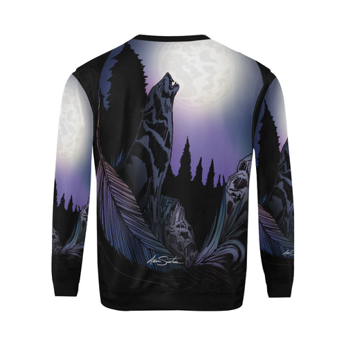 Howling Wolf All Over Print Crewneck Sweatshirt for Men/Large (Model H18)