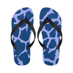 Blue Giraffe Print Flip Flops for Men/Women (Model 040)