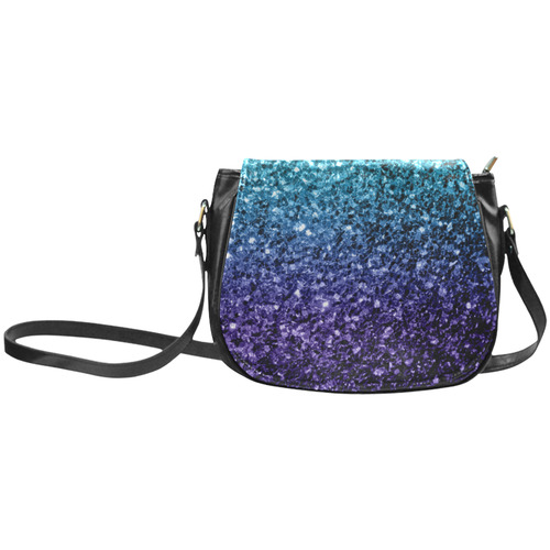 Beautiful Aqua blue Ombre glitter sparkles Classic Saddle Bag/Large (Model 1648)