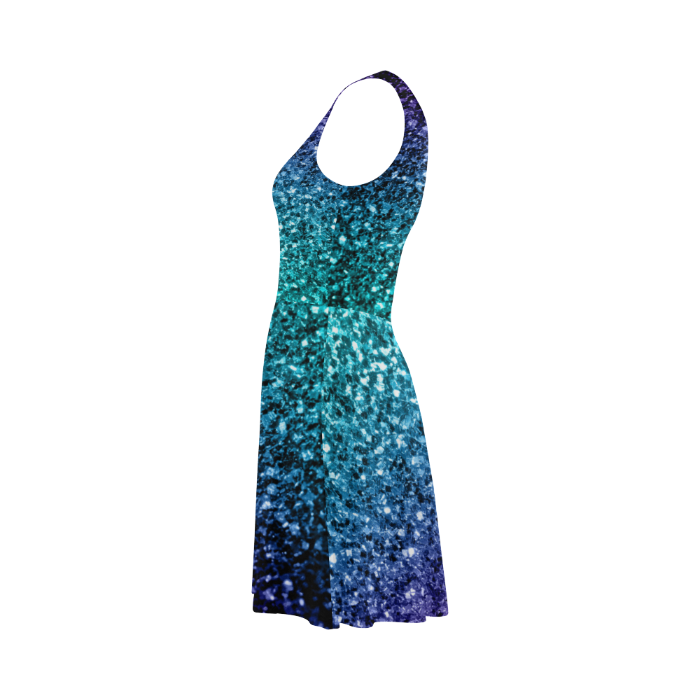 Beautiful Aqua blue Ombre glitter sparkles Atalanta Sundress (Model D04)