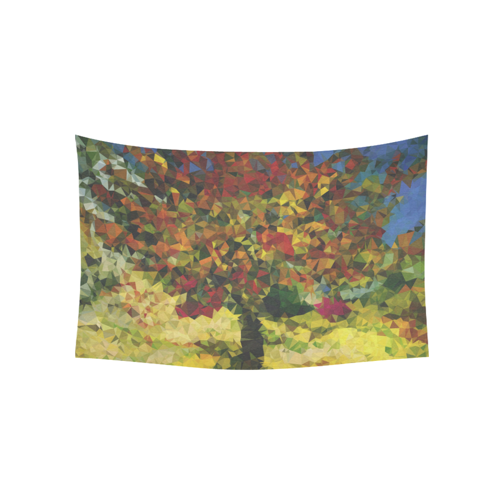 Van Gogh Mulberry Tree Abstract Triangles Cotton Linen Wall Tapestry 60"x 40"
