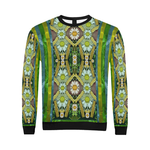 Bread sticks and fantasy flowers in a rainbow All Over Print Crewneck Sweatshirt for Men/Large (Model H18)