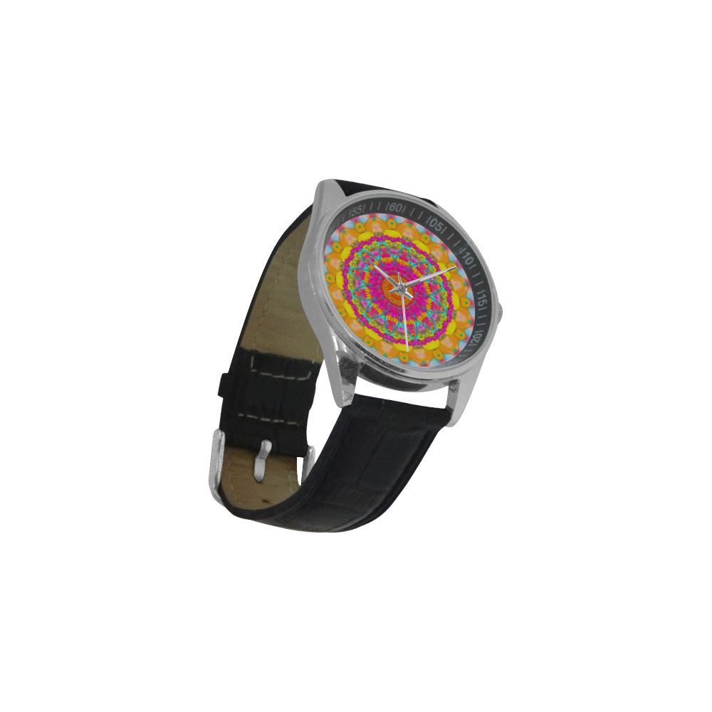 confetti-bright6 Men's Casual Leather Strap Watch(Model 211)