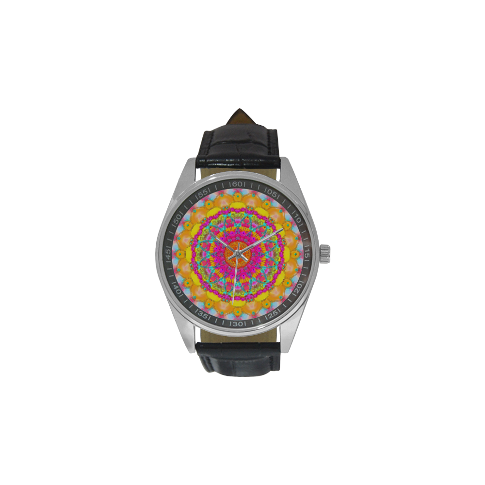 confetti-bright6 Men's Casual Leather Strap Watch(Model 211)