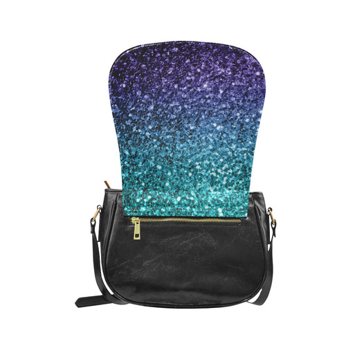 Beautiful Aqua blue Ombre glitter sparkles Classic Saddle Bag/Large (Model 1648)