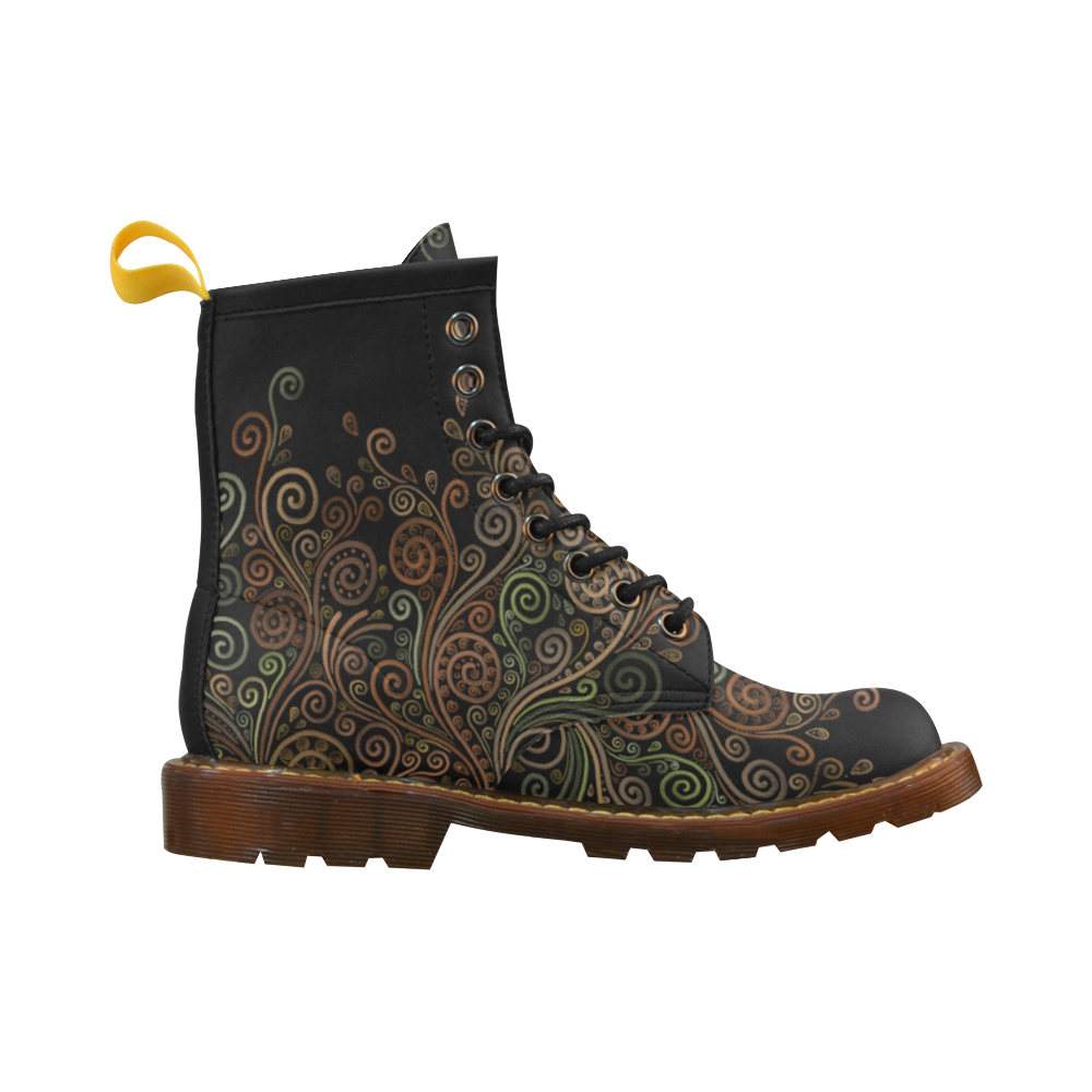 3D Psychedelic, Sand Clock High Grade PU Leather Martin Boots For Women Model 402H