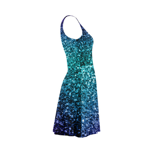 Beautiful Aqua blue Ombre glitter sparkles Atalanta Sundress (Model D04)