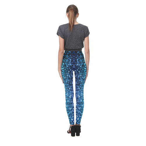 Beautiful Aqua blue Ombre glitter sparkles Cassandra Women's Leggings (Model L01)