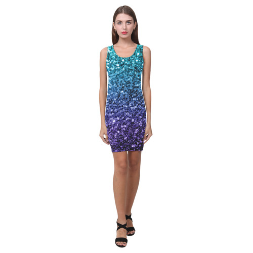 Beautiful Aqua blue Ombre glitter sparkles Medea Vest Dress (Model D06)