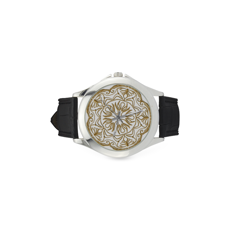 mandala 3D-7 Women's Classic Leather Strap Watch(Model 203)