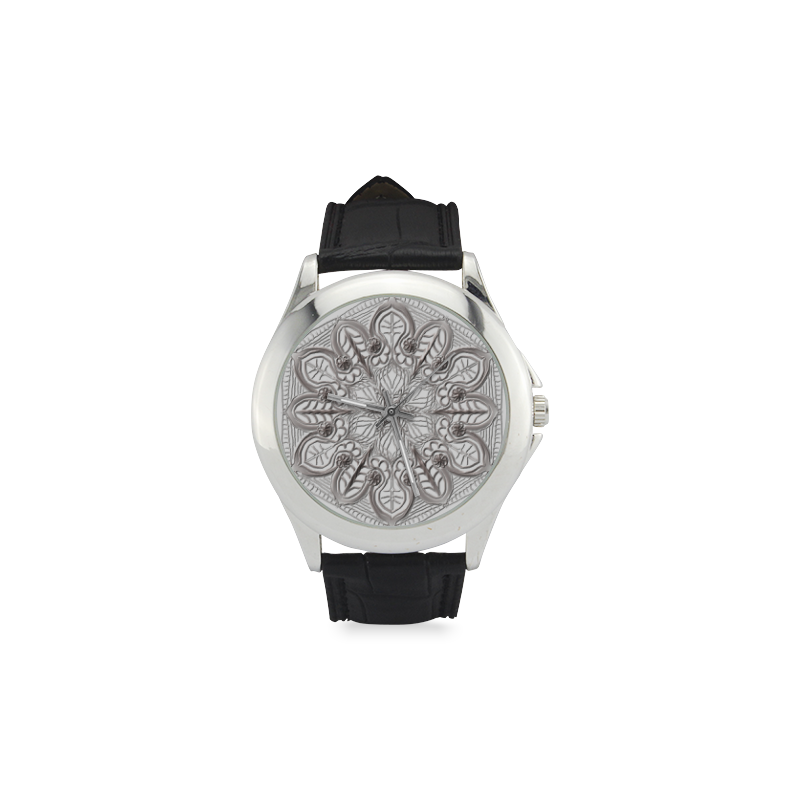 mandala 3D-1 Women's Classic Leather Strap Watch(Model 203)